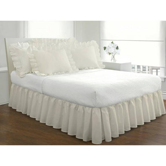 Fresh Ideas Fresh Ideas Ruffled Poplin Bed Skirt, 14" Drop Length