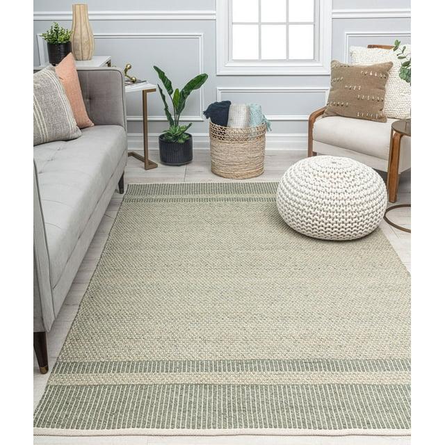 Rugs America Daphne DN10A Farmhouse Border Area Rug for Dining Room Rug Neutral Rug Living Room Rug Kitchen, 8'x10'