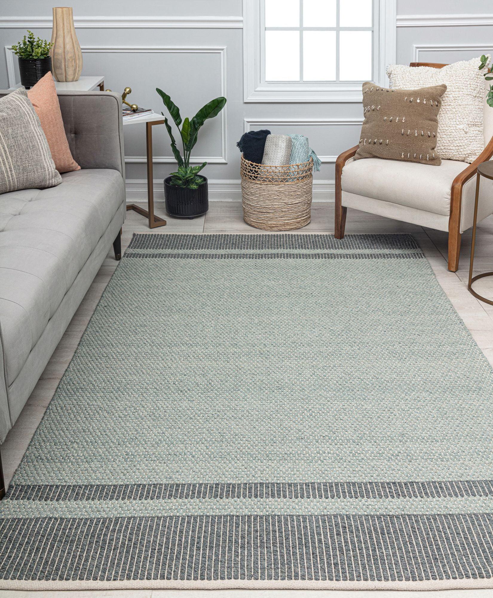 Rugs America Daphne DN10B Farmhouse Border Area Rug for Dining Room Rug Neutral Rug Living Room Rug Kitchen, 8'x10'