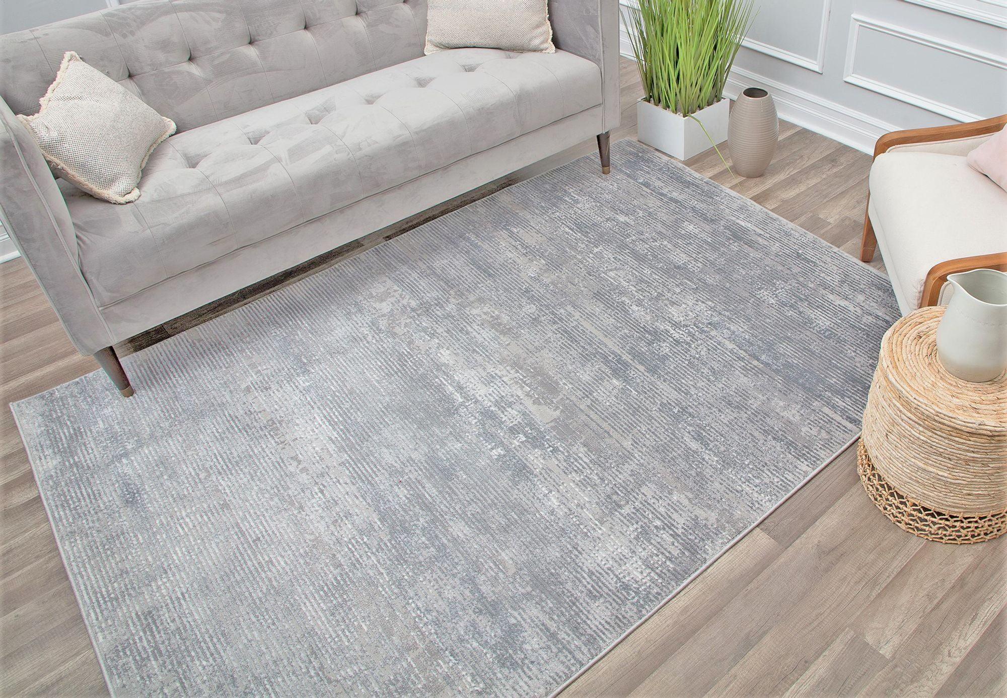 Rugs America Emali EA55A Grey Mist Vintage Farmhouse Gray Area Rug for Dining Room Rug Neutral Rug Living Room Rug Kitchen, 5'x7'