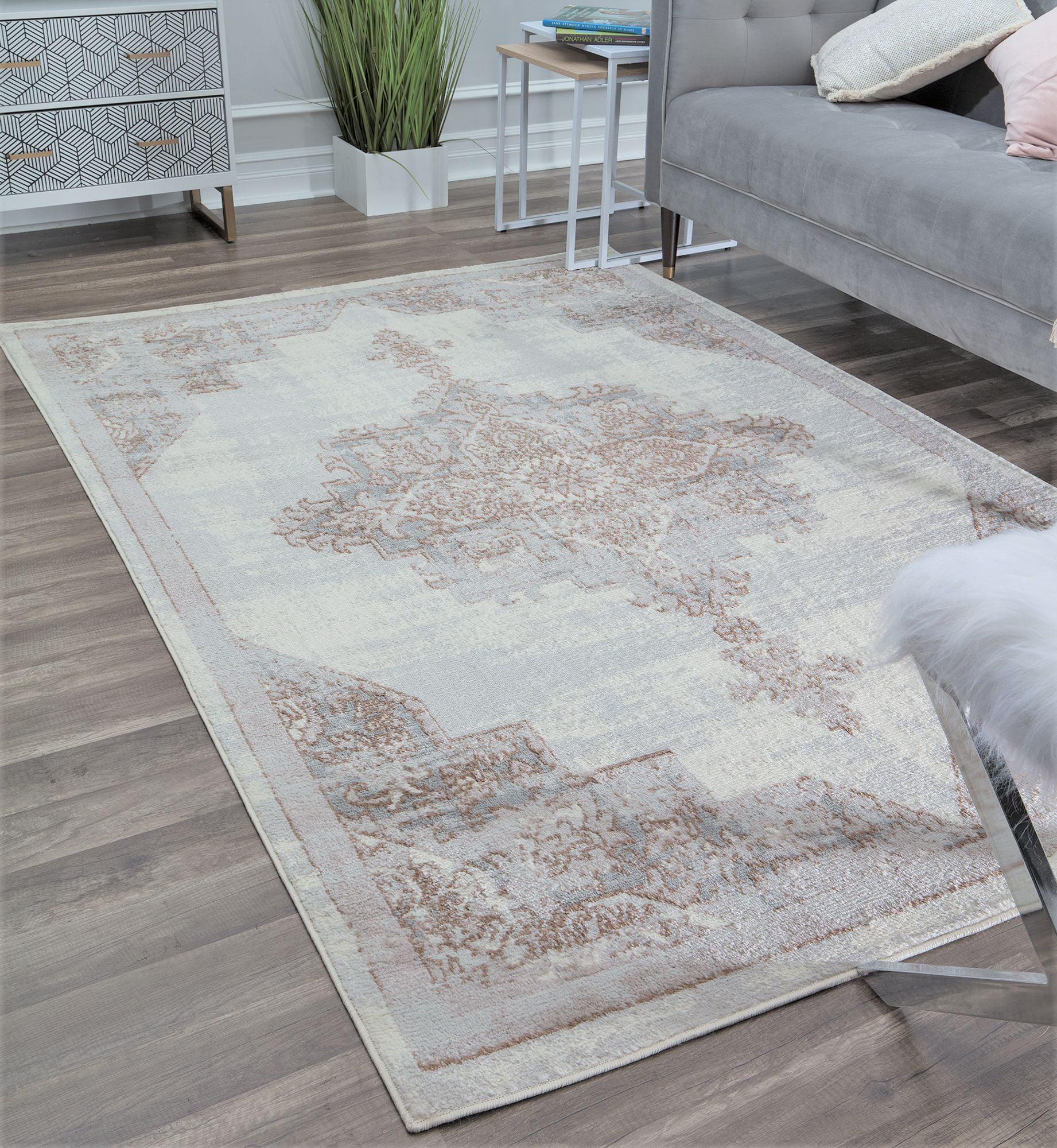 Ivory Wash Vintage Transitional Stain-Resistant Area Rug