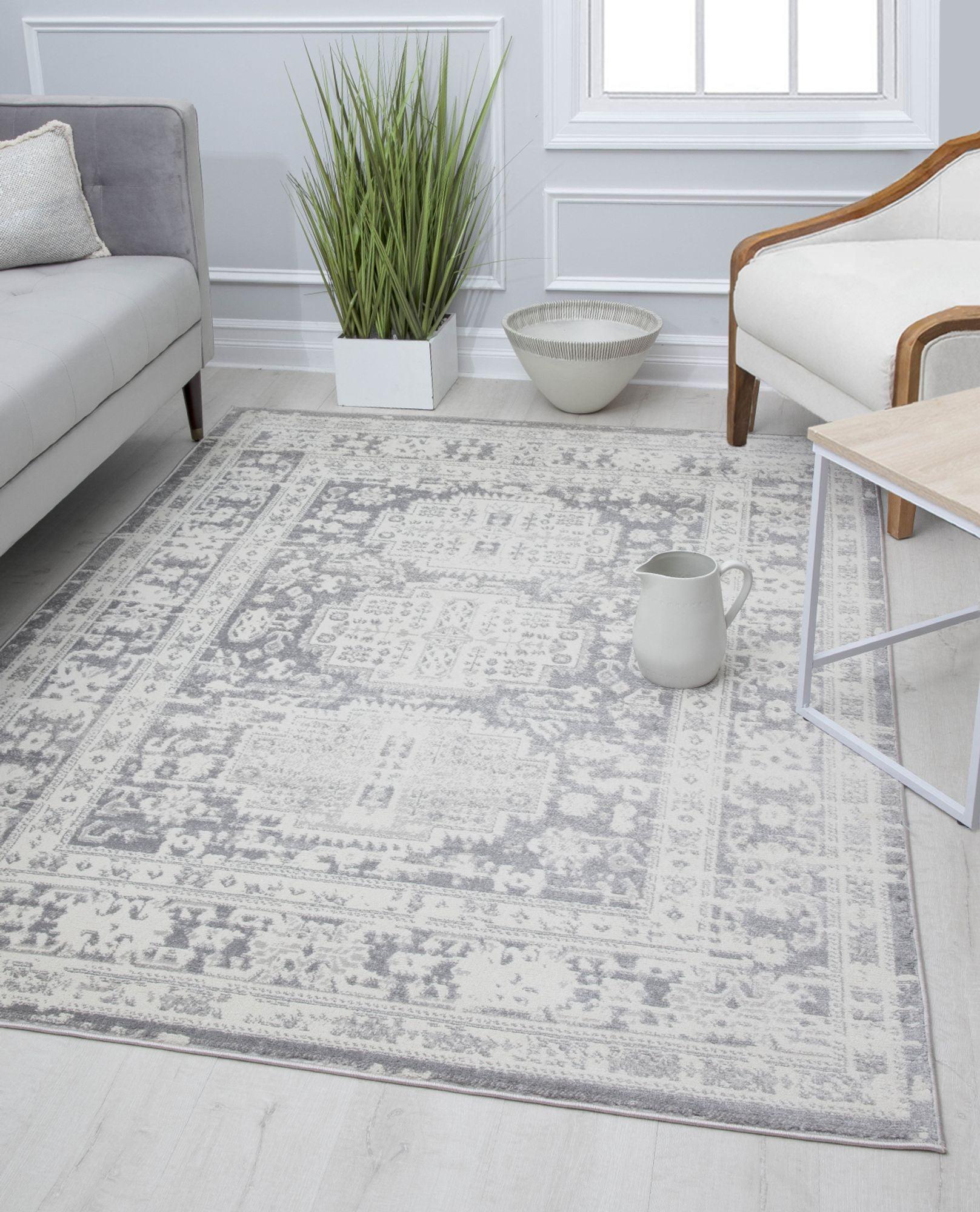 Sundara Elegance 2'6"x8' Vintage Transitional Gray Synthetic Area Rug