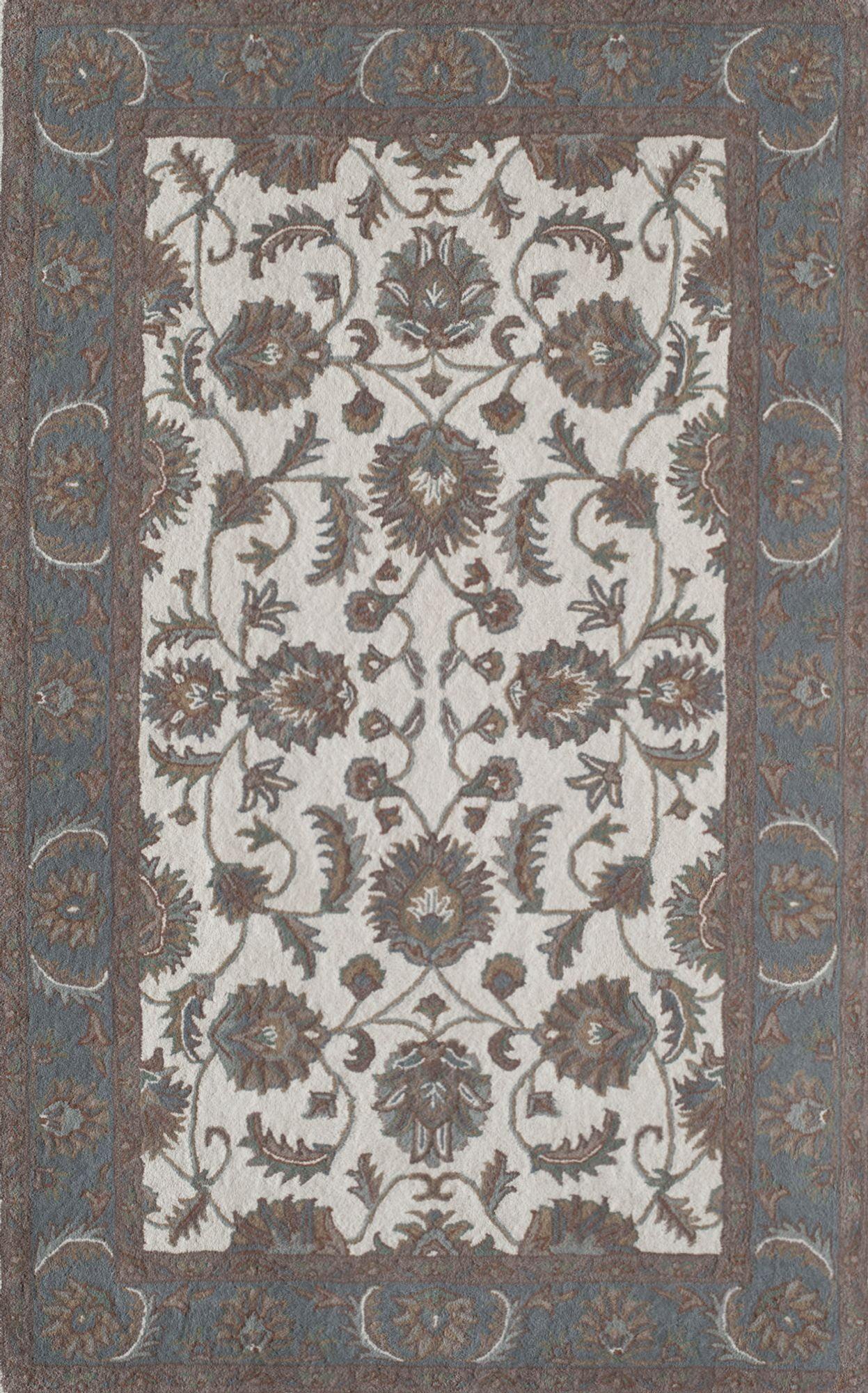 New Dynasty Oriental Ivory Light Blue Area Rug