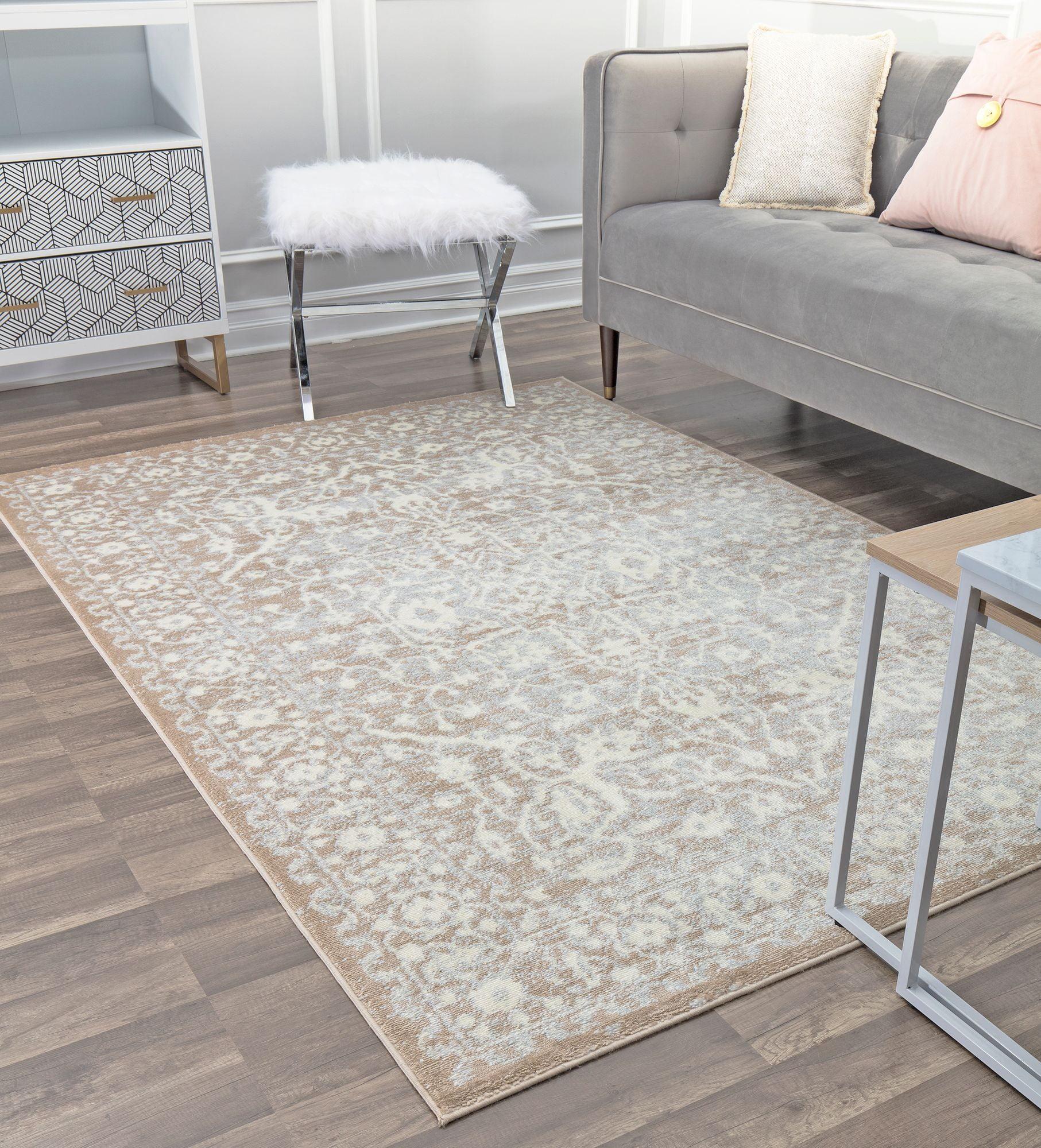 Vanilla Cream 5' x 7' Stain-Resistant Kids Area Rug