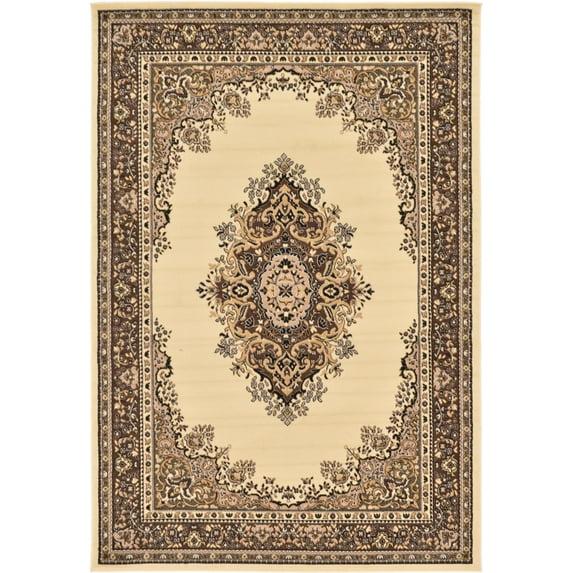 Rugs.com Amaya Collection Rug – 6' x 9' Ivory Medium Rug Perfect For Bedrooms, Dining Rooms, Living Rooms
