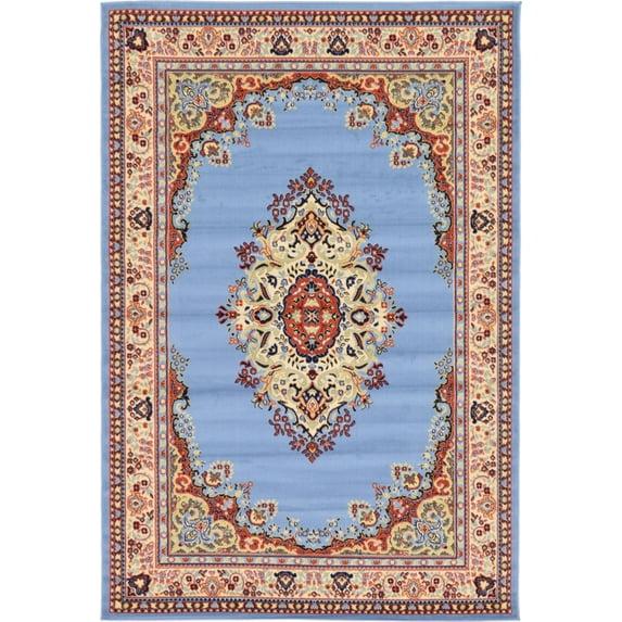 Unique Loom Reza Collection Area Rug - Washington (6' 1" x 9' Rectangle Light Blue/Cream)