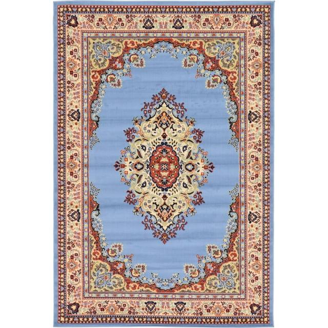Unique Loom Reza Collection Area Rug - Washington (6' 1" x 9' Rectangle Light Blue/Cream)