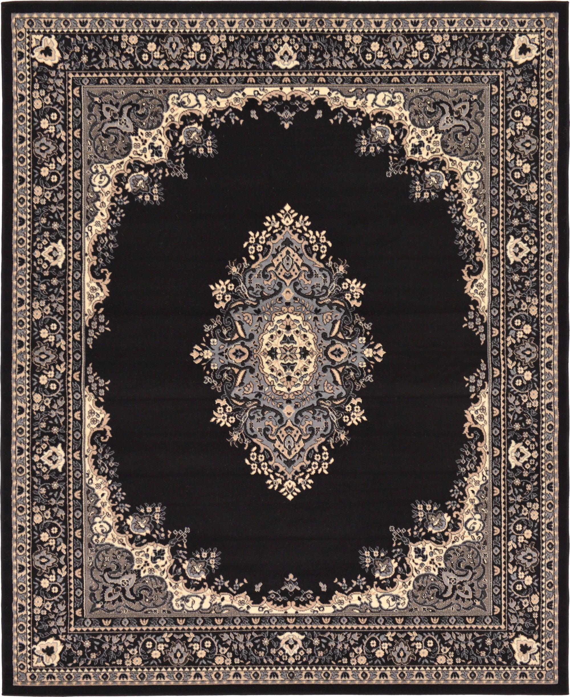 Rugs.com Amaya Collection Rug – 8' x 10' Black Medium Rug Perfect For Living Rooms, Large Dining Rooms, Open Floorplans