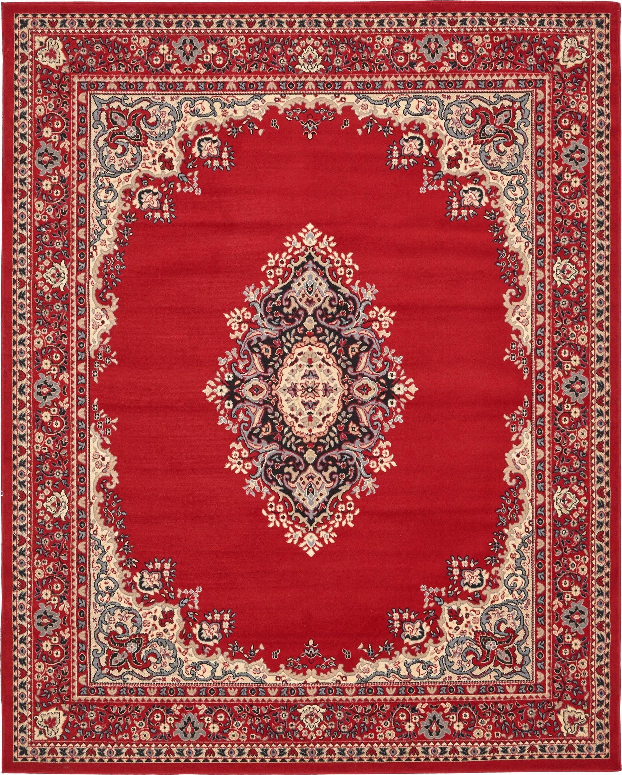 Rugs.com Amaya Collection Rug – 8' x 10' Red Medium Rug Perfect For Living Rooms, Large Dining Rooms, Open Floorplans