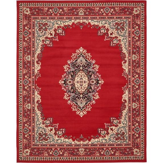 Rugs.com Amaya Collection Rug – 8' x 10' Red Medium Rug Perfect For Living Rooms, Large Dining Rooms, Open Floorplans
