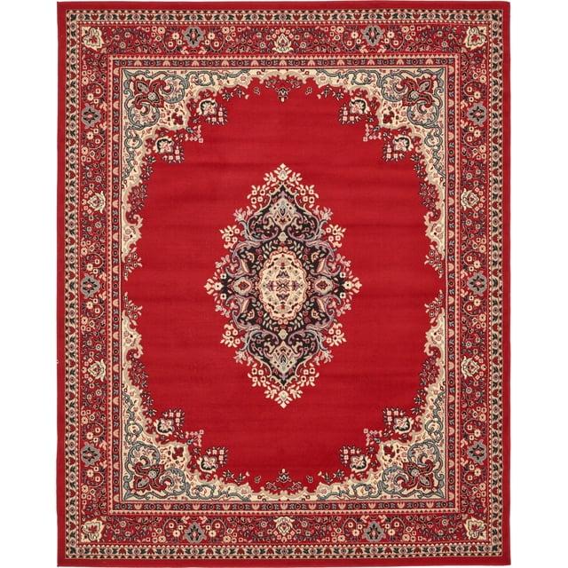 Rugs.com Amaya Collection Rug – 8' x 10' Red Medium Rug Perfect For Living Rooms, Large Dining Rooms, Open Floorplans