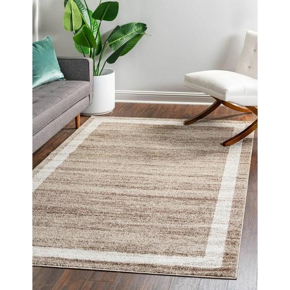 Unique Loom Del Mar Collection Area Rug - Maria (6' 1" x 9' Rectangle Light Brown/Ivory)