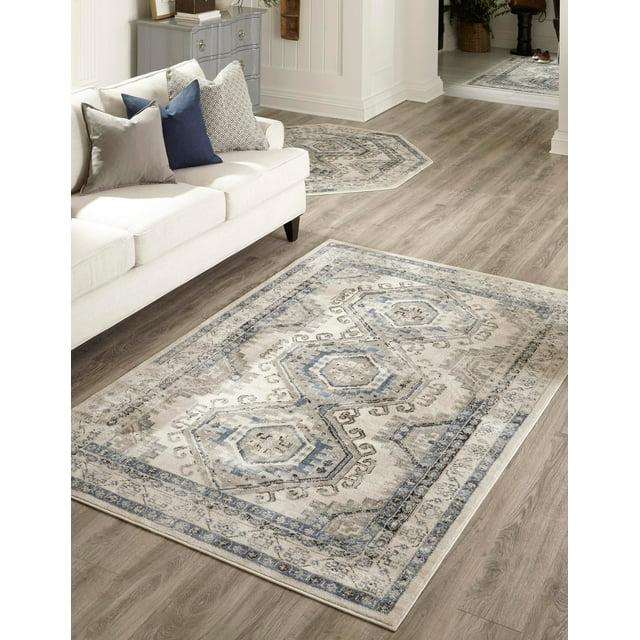 Rugs.com Charlotte Collection Rug – 3' x 5' Aqua Low-Pile Rug Perfect For Living Rooms, Large Dining Rooms, Open Floorplans