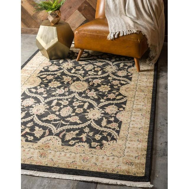 Unique Loom Edinburgh Collection Area Rug - Tansy (3' 3" x 5' 3" Rectangle Black/Cream)