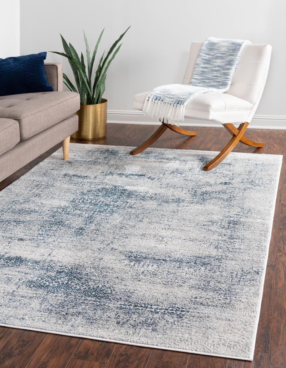 Unique Loom Finsbury Collection Area Rug - Sarah (7'  x 10' Rectangle Blue/Ivory)