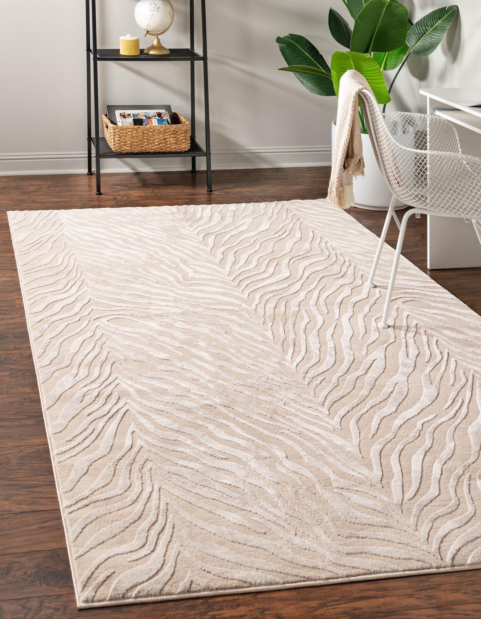 Ivory Beige 9' x 12' Medallion Synthetic Area Rug