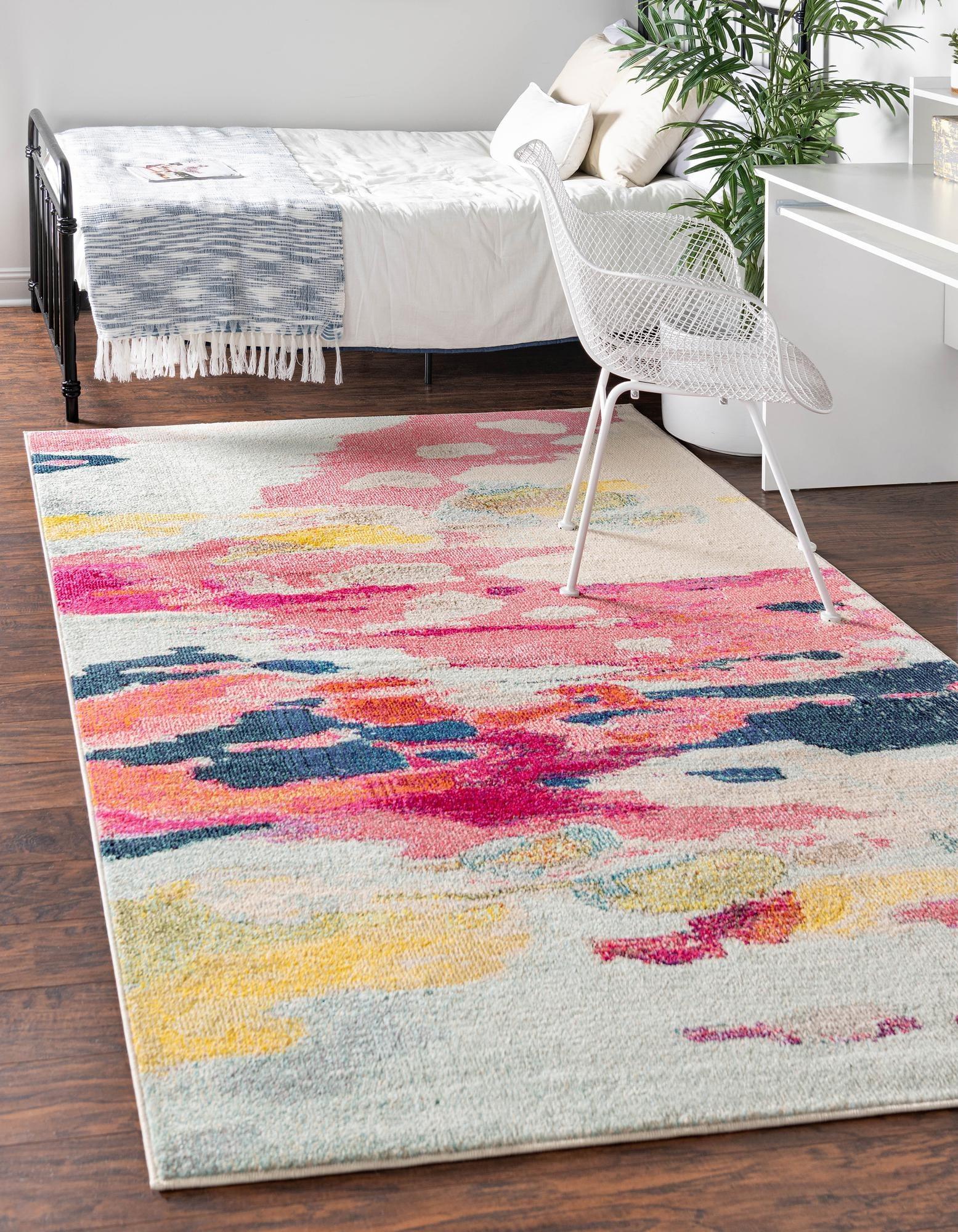 Unique Loom Estrella Collection Area Rug - Laurnell (5' 1" x 8' Rectangle Pink/Orange)