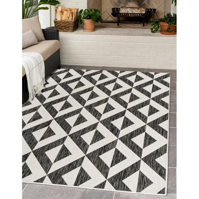 Rugs.com Jill Zarin Outdoor Collection Rug – 3' 3 x 5' 3 Charcoal Gray Flatweave Rug Perfect For Entryways, Kitchens, Breakfast Nooks, Accent Pieces