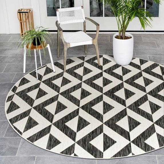 Jill Zarin 4' 0 x 4' 0 Round Indoor/Outdoor Charcoal Gray Area Rug