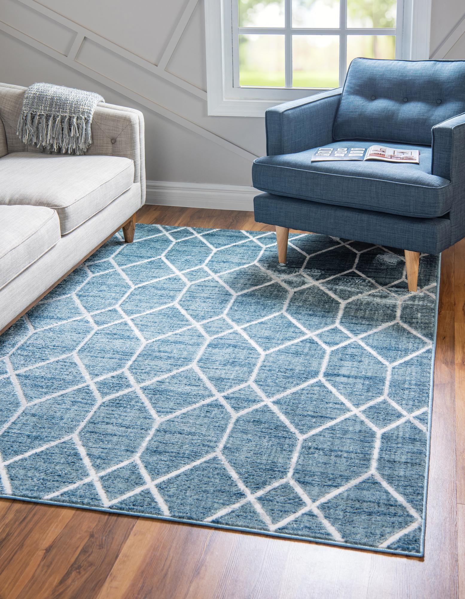 Unique Loom 8' 0 x 10' 0 Blue Matrix Trellis Deco Area Rug