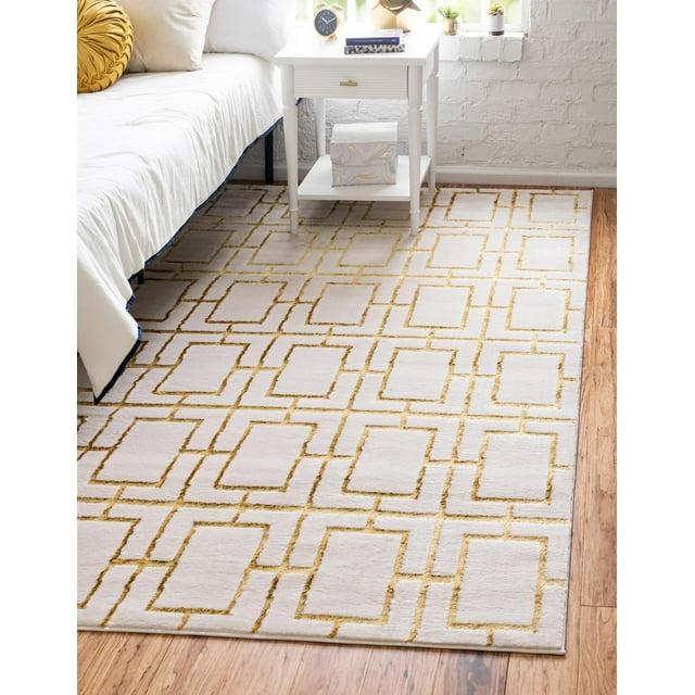 Rugs.com Marilyn Monroe™ Glam Trellis Collection Rug – 10' x 14' White Gold Medium Rug Perfect For Living Rooms, Large Dining Rooms, Open Floorplans