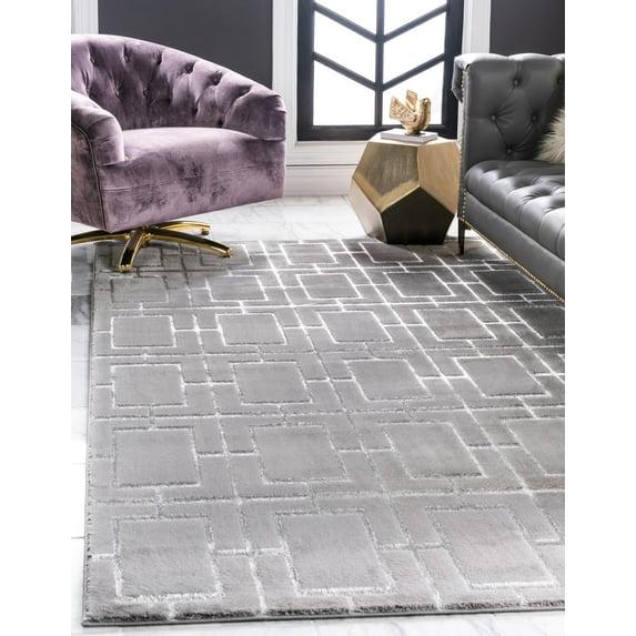 Glam Geometric Gray Silver Area Rug