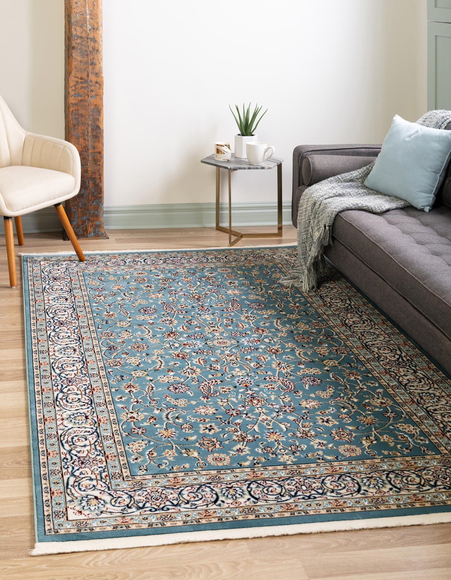 Rugs.com Rabia Collection Rug – 5' x 8' Blue Low Rug Perfect For Bedrooms, Dining Rooms, Living Rooms