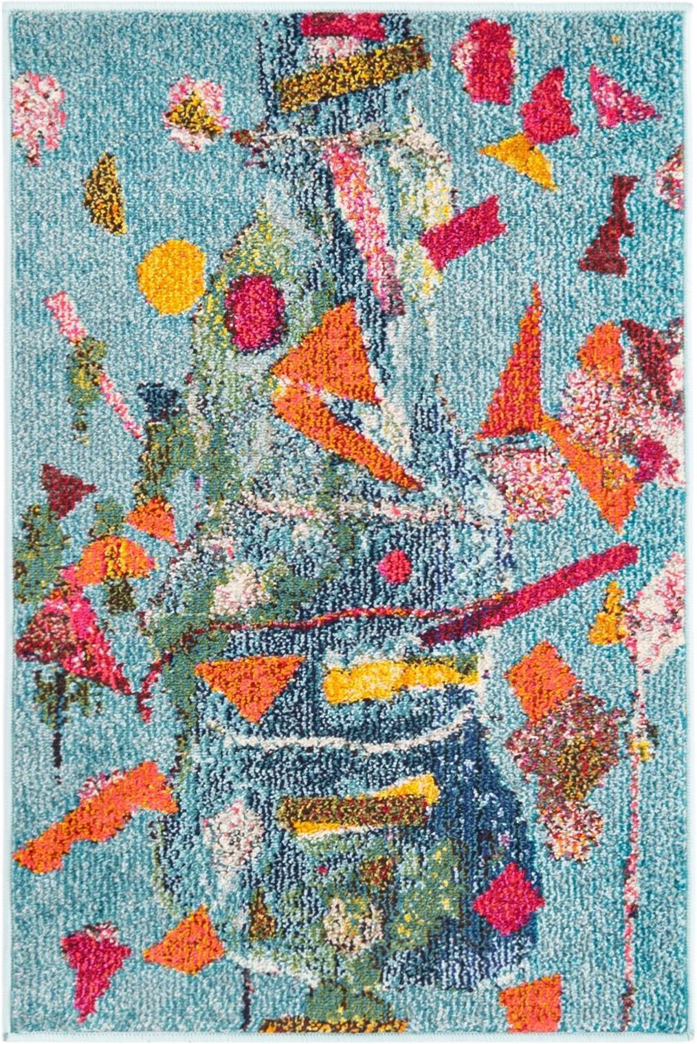 Rugs.com Vivid Collection Rug – 2' x 3' Aqua Medium-Pile Rug Perfect For Living Rooms, Large Dining Rooms, Open Floorplans