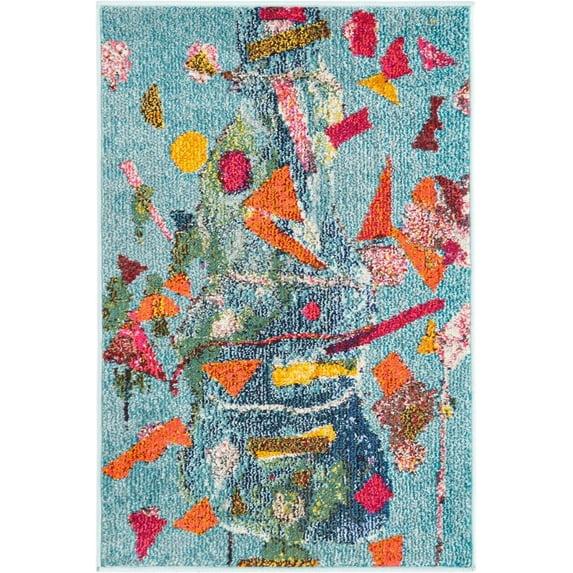 Rugs.com Vivid Collection Rug – 2' x 3' Aqua Medium-Pile Rug Perfect For Living Rooms, Large Dining Rooms, Open Floorplans