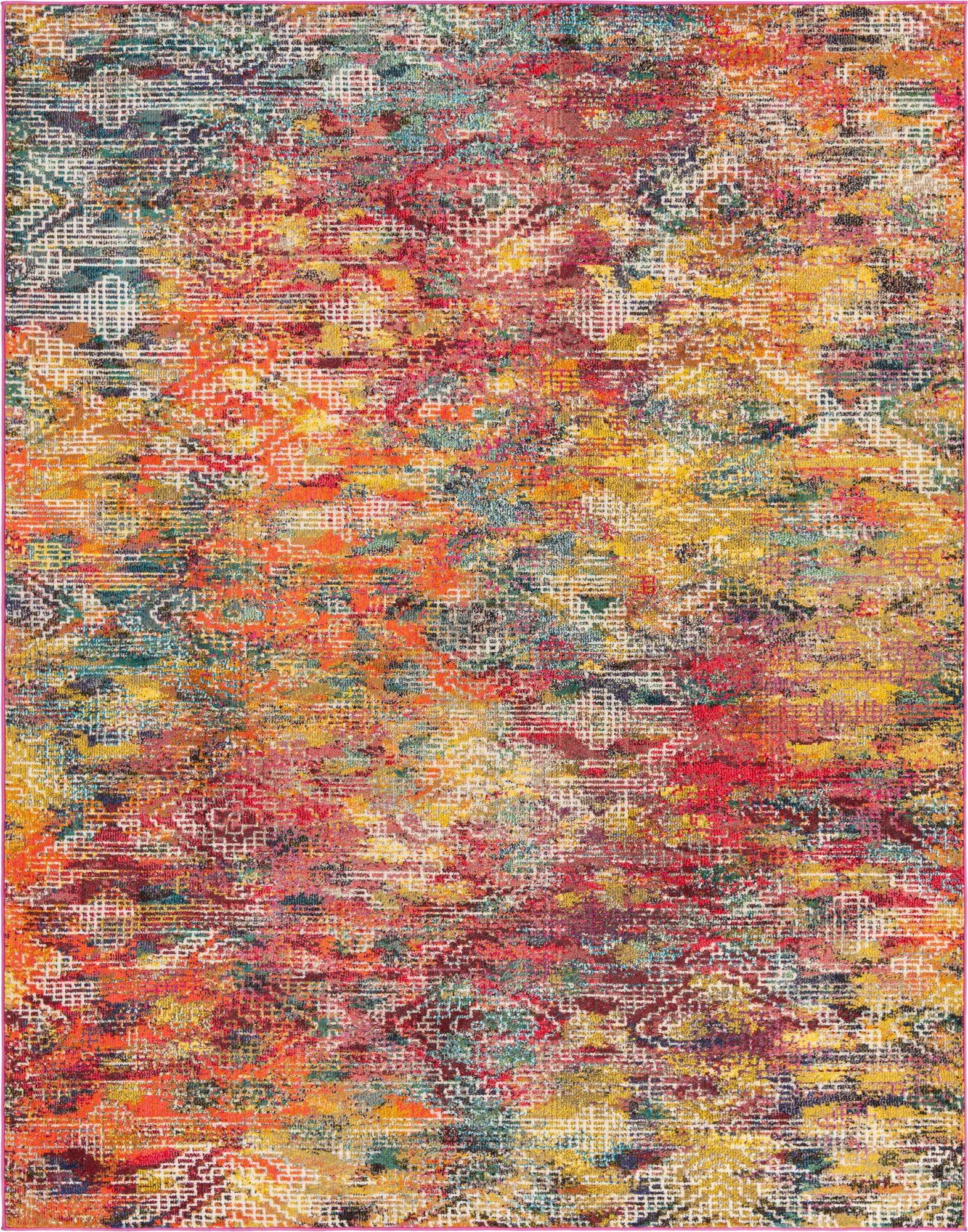 Vivid Multicolor Geometric 8' x 10' Synthetic Area Rug