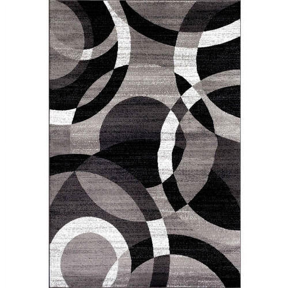 Med Grey Abstract Synthetic 26" x 3" Easy-Care Area Rug