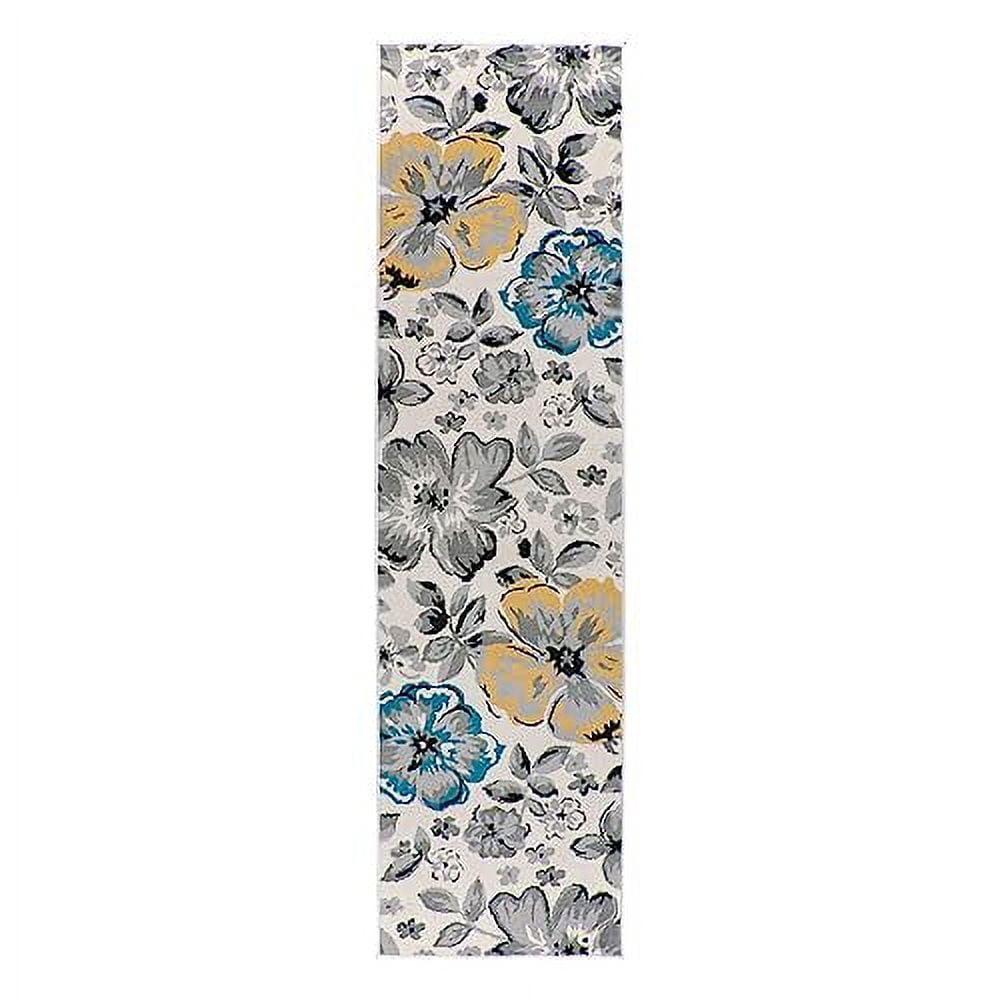 World Rug Gallery Modern Floral Design Cream 2' x 7' Runner Rug