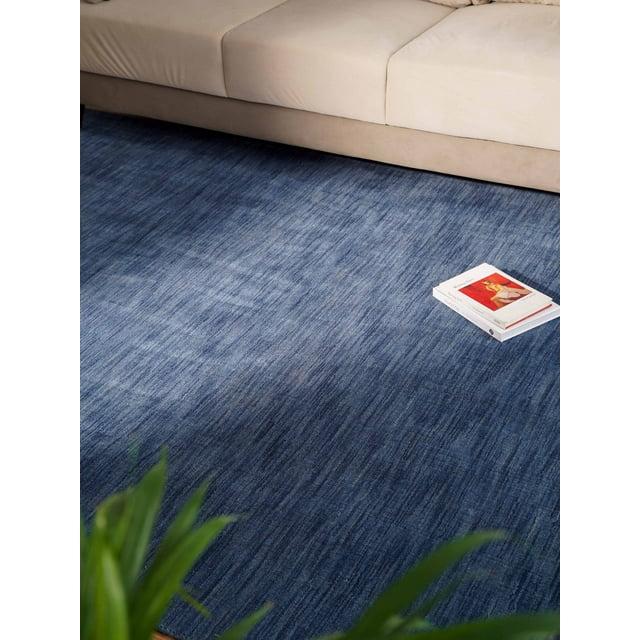 Rugsotic Carpets Handmade Rugs Hand Knotted Loom Rectangle 4'x6' Blue Wool for Indoor Use