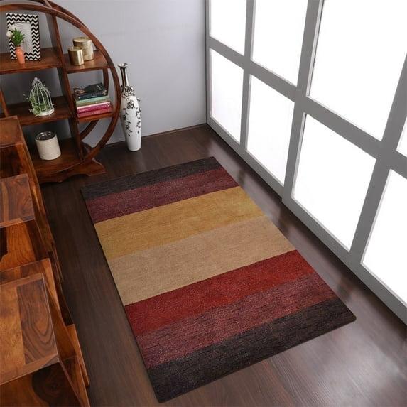 Rugsotic Carpets Handmade Rugs Hand Knotted Loom Rectangle 6'x9' Brown Red Wool for Indoor Use