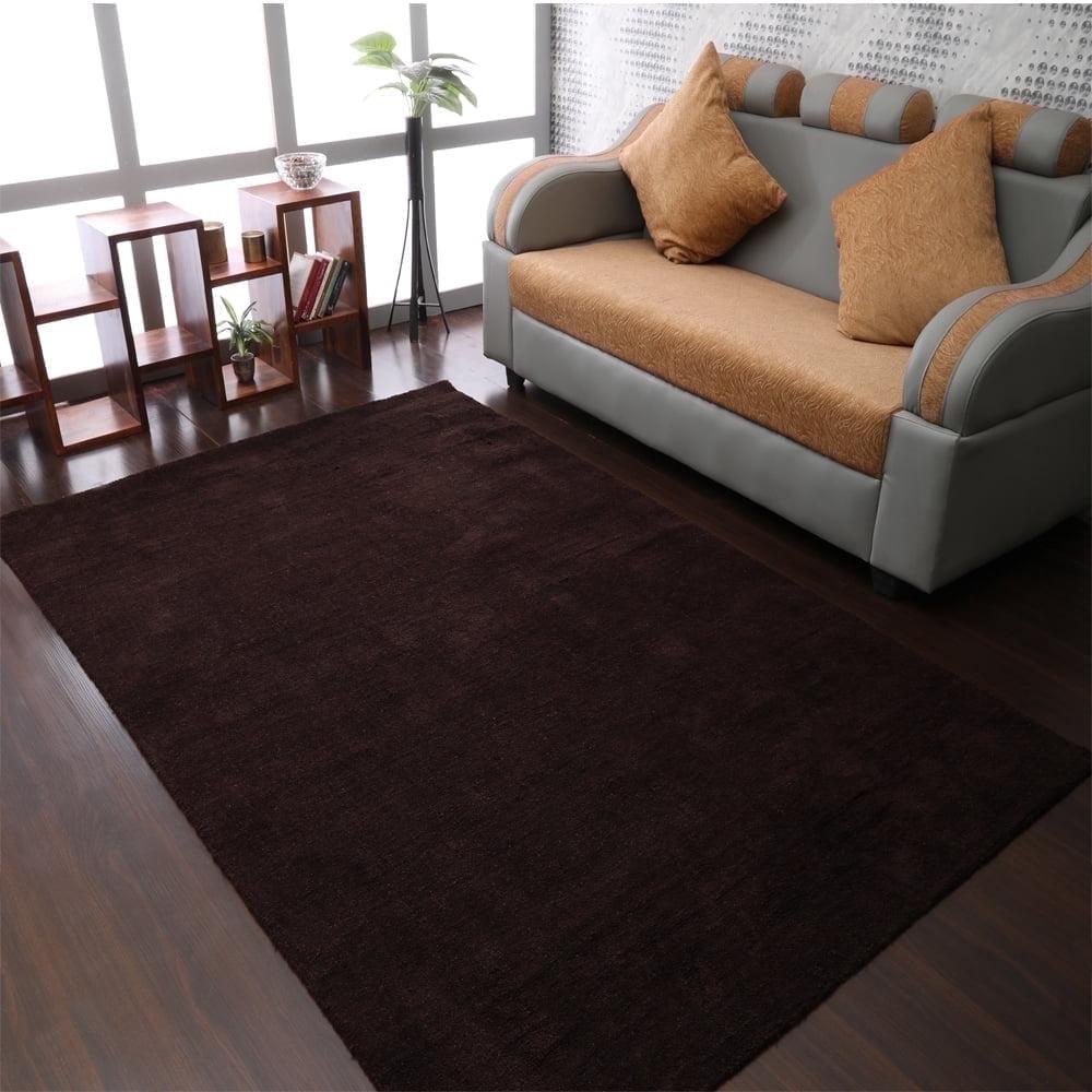 Rugsotic Carpets Handmade Rugs Hand Knotted Loom Rectangle 9'x12' Brown Wool for Indoor Use