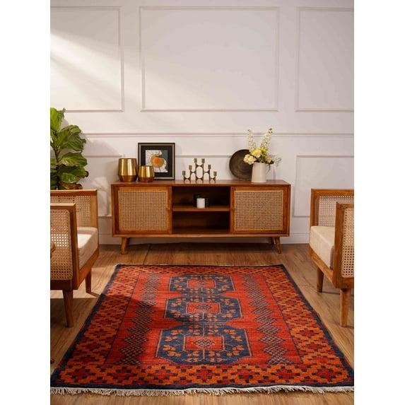Rugsotic Carpets Hand Knotted Afghan Rugs Rectangle 3'x5' Multicolor Silk-Wool for Indoor Use