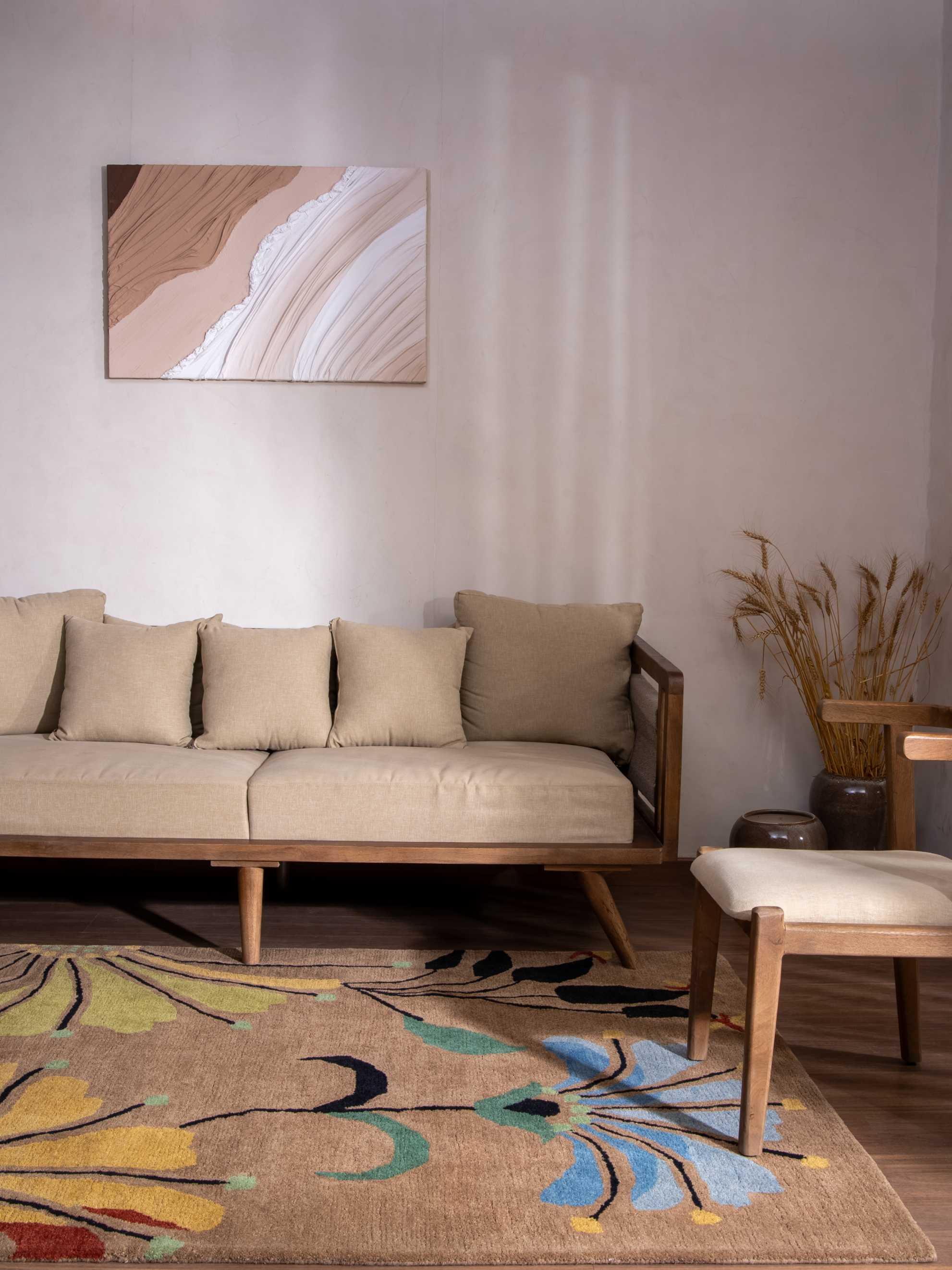 Rugsotic Carpets Hand Tufted Wool Eco-Friendly Area Rugs - 5'x8', Rectangle, Camel, Modern Contemporary Design, High Pile Handmade Anti Skid Rugs for Living Room, Bed Room (K00219)