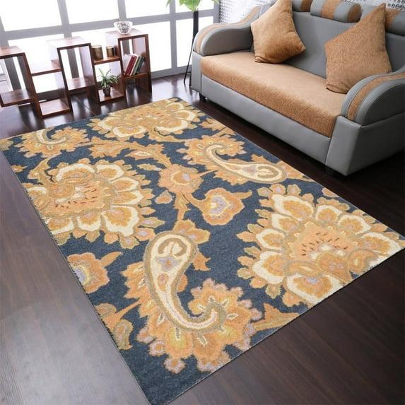 Rugsotic Carpets Hand Tufted Wool Eco-Friendly Area Rugs - 5'x8', Rectangle, Charcoal, Modern Contemporary Design, High Pile Handmade Anti Skid Rugs for Living Room, Bed Room (K00151)