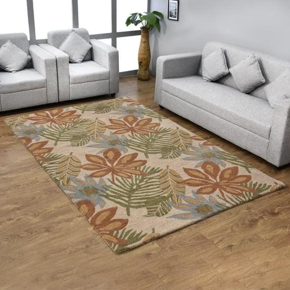 Rugsotic Carpets Hand Tufted Wool Eco-Friendly Area Rugs - 5'x8', Rectangle, Cream, Modern Contemporary Design, High Pile Handmade Anti Skid Rugs for Living Room, Bed Room (K00300)
