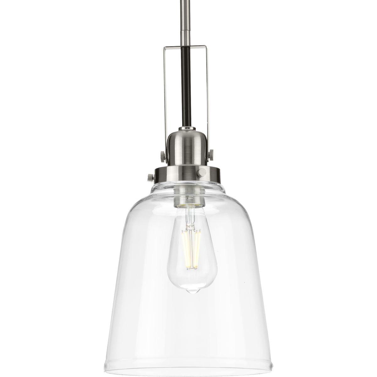 Rushton Brushed Nickel and Clear Glass Industrial Pendant Light