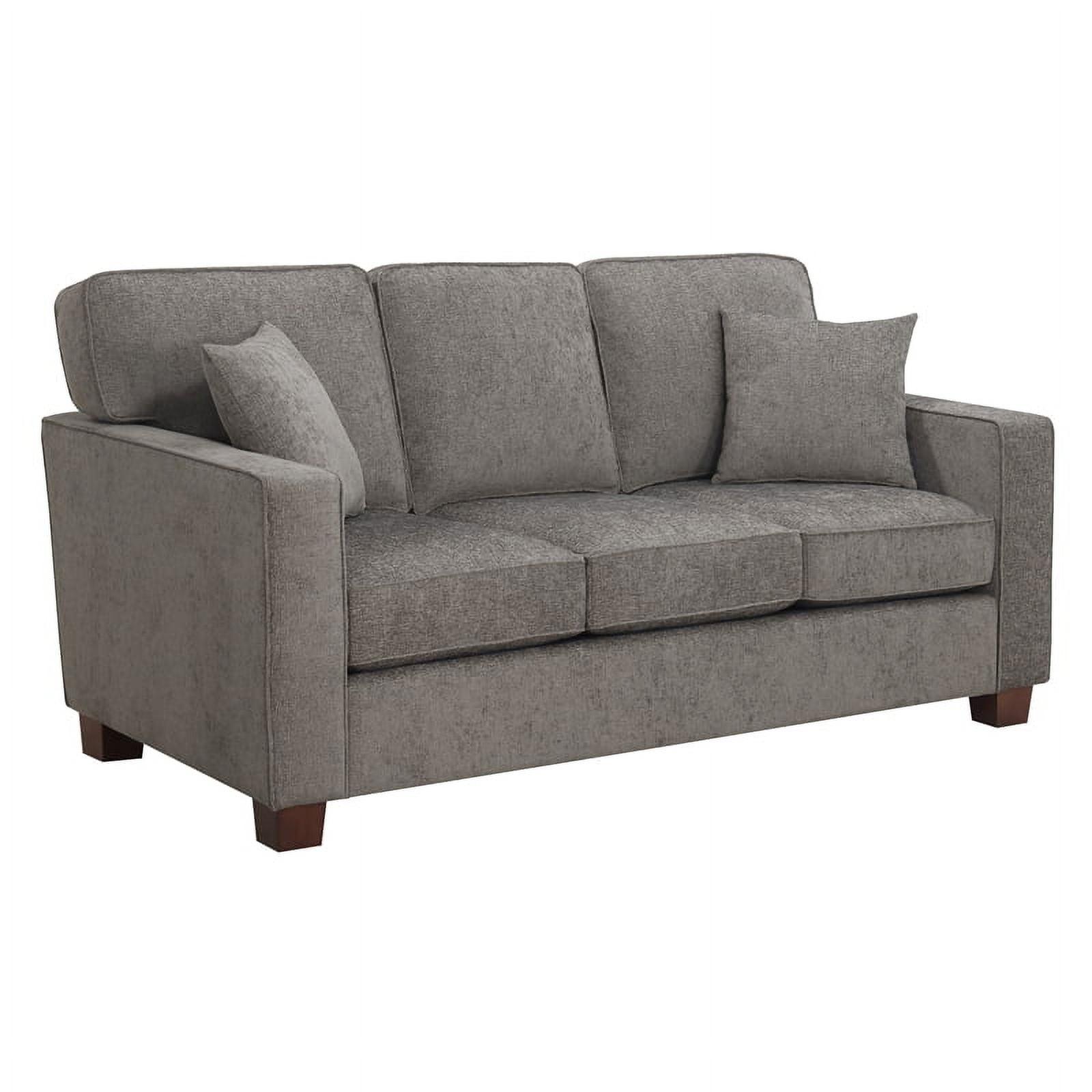 Taupe Gray Fabric 3-Seater Sofa with Coffee Finish Wood Legs