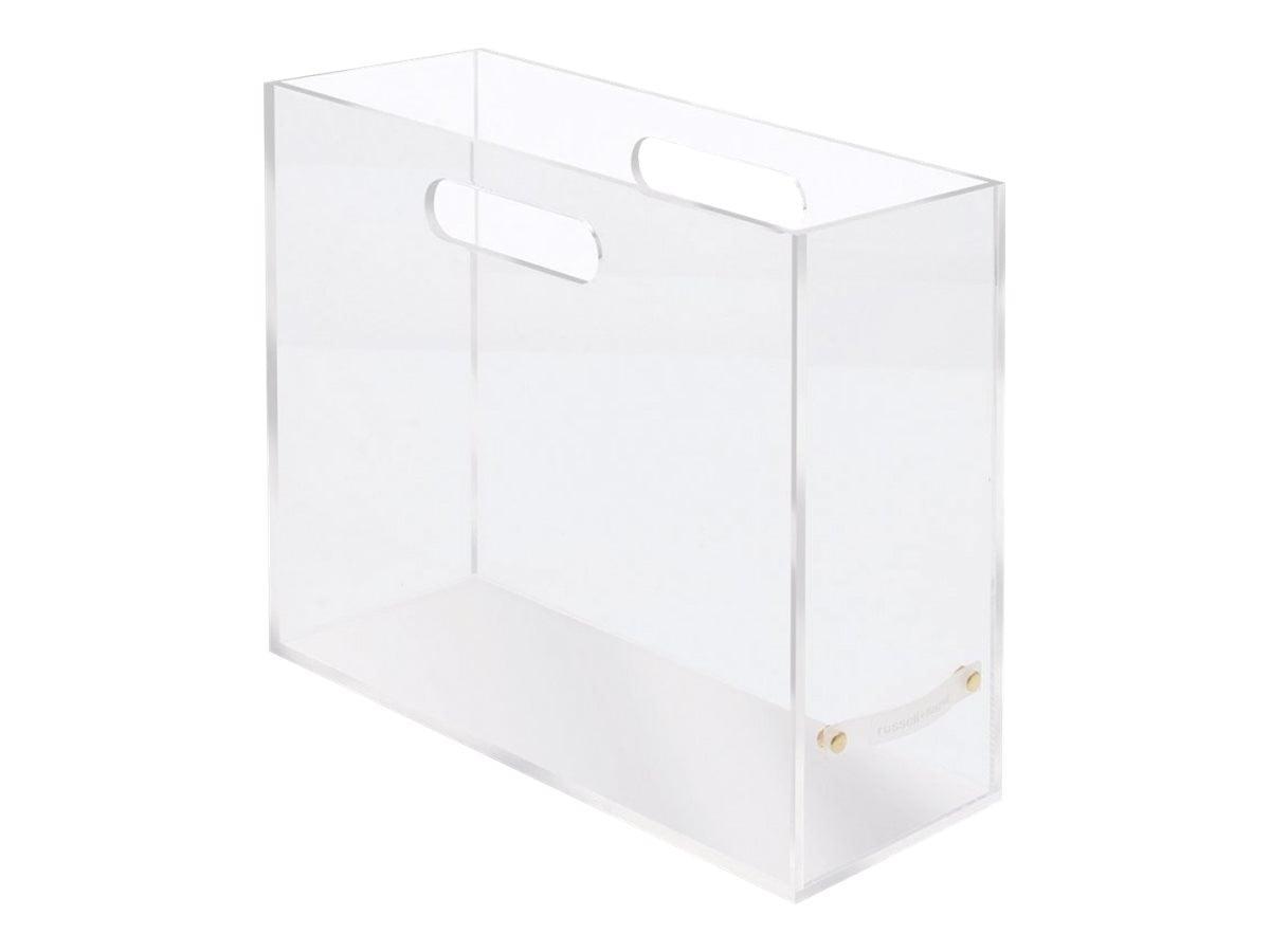 RUSSELL + HAZEL Acrylic File Box Slim: Clear Desk Organizer, Office Supplies, File Holder, 10" H x 12.25" D x 4.5" W