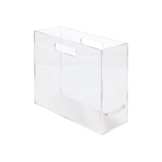 RUSSELL + HAZEL Acrylic File Box Slim: Clear Desk Organizer, Office Supplies, File Holder, 10" H x 12.25" D x 4.5" W