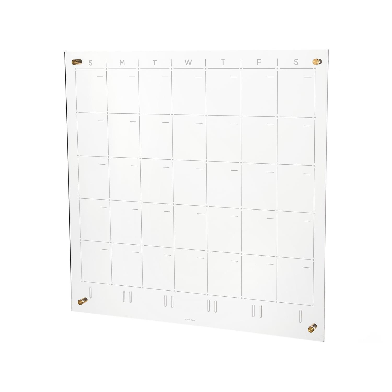 RUSSELL + HAZEL Acrylic Monthly Wall Calendar: Large Clear Dry Erase Board for Wall, 24"x24" Desk Organizer