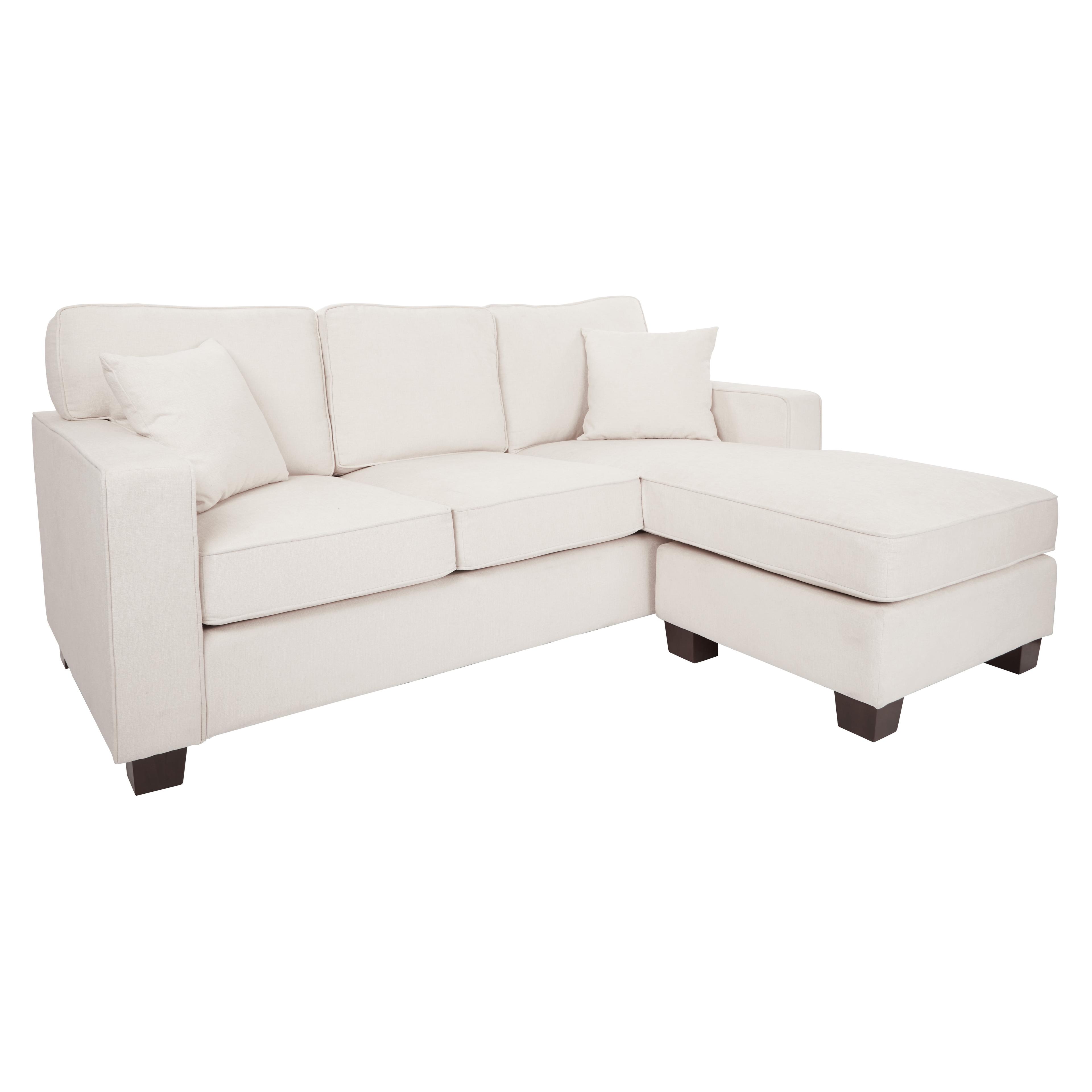 OSP Home Furnishings Russell Sectional with 2 Pillows Off White: Transitional Style, Polyester Upholstery, Wood Frame