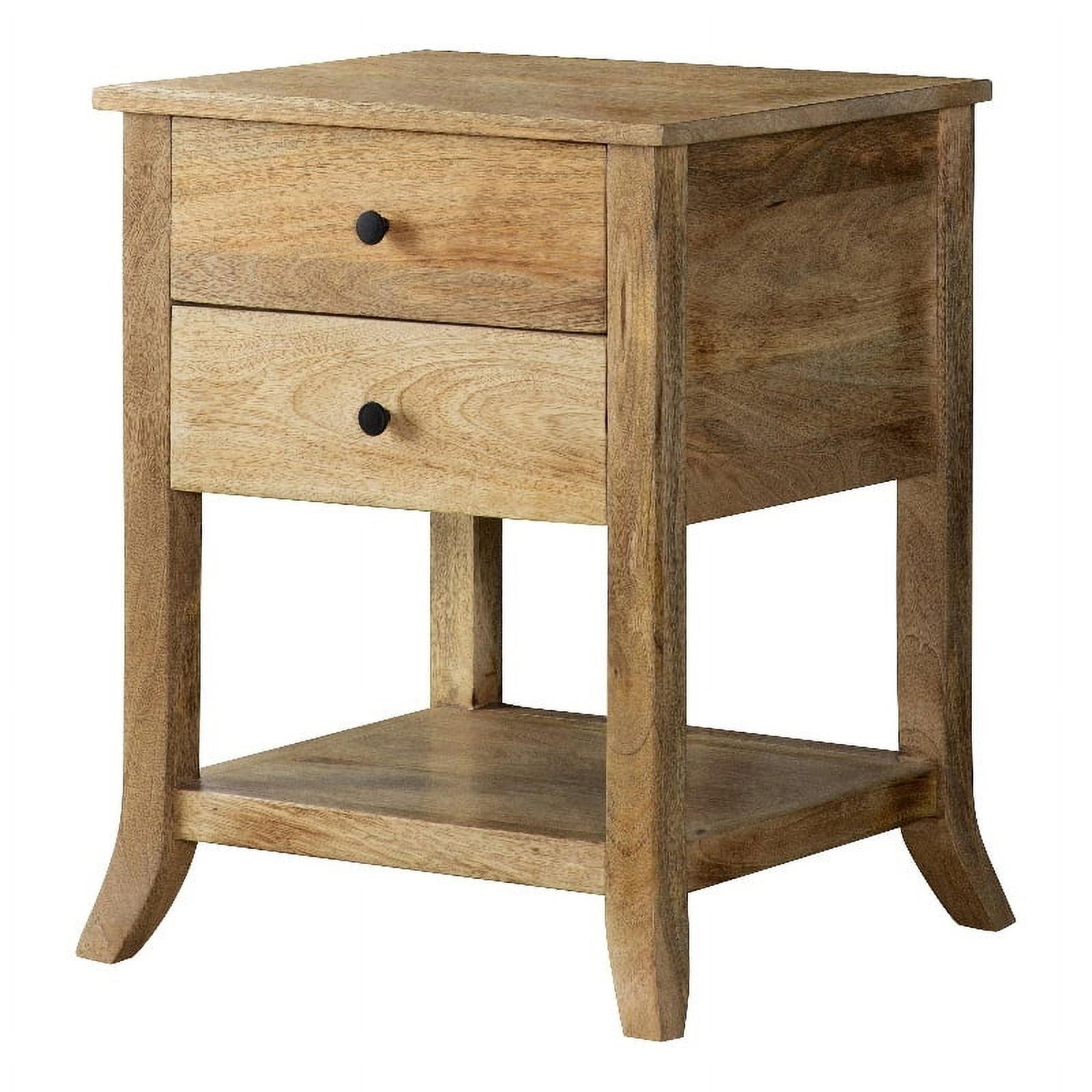 Natural Mango Wood Square Accent Table with Storage