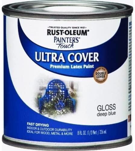 Rust-Oleum 224423 Painter Touch Ultra Cover Gloss Deep Blue Premium Latex Paint, 8 fl oz