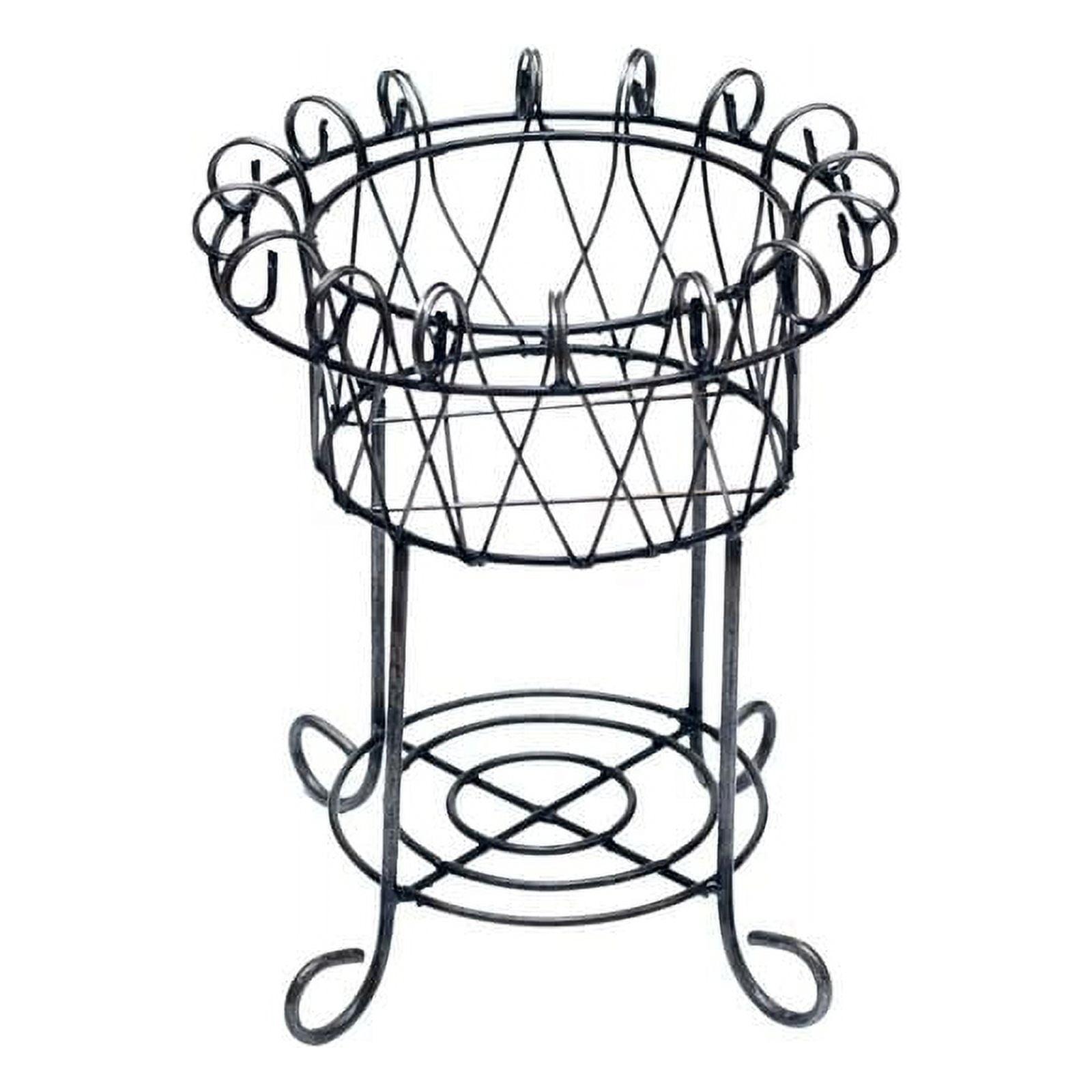 Rustic Black Wrought Iron French Planter Stand