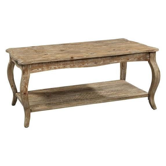 Alaterre Austerity Wood Coffee Table with Open Shelf, Driftwood Natural Finish, Accent & Occasional Furniture, Assemble Required