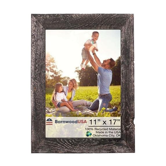 Rustic Farmhouse 11" x 17" Smoky Black Reclaimed Wood Picture Frame (1.50" Molding)